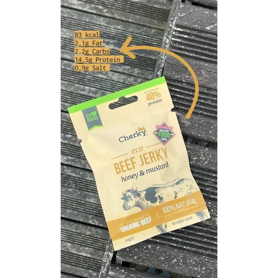 CHERKY BEEF JERKY - Méz, mustár 30g