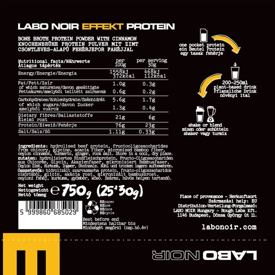 LABO NOIR EFFEKT Csontleves-alapú kollagén fehérje-25*30g 