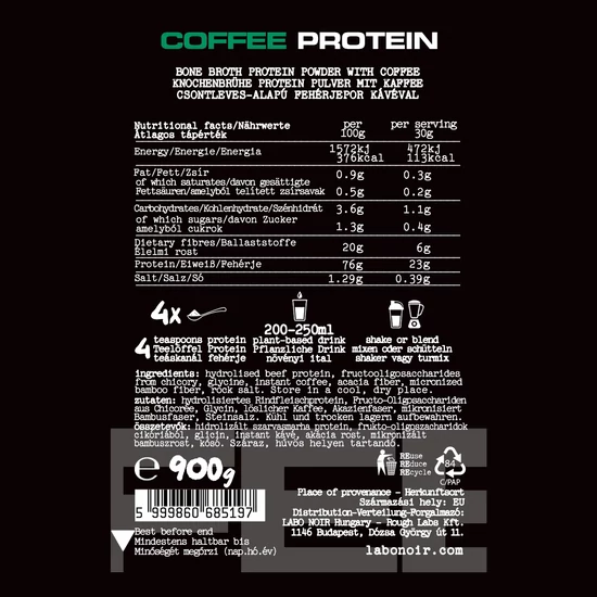 LABO NOIR COFFEE Csontleves-alapú kollagén fehérje-900g 