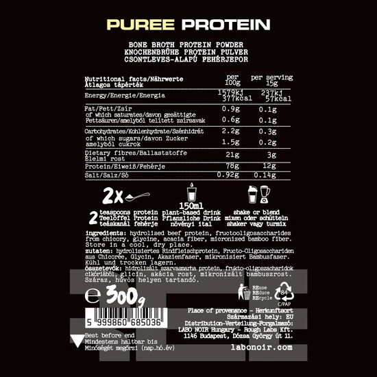 LABO NOIR PUREE Csontleves-alapú kollagén fehérje-300g 